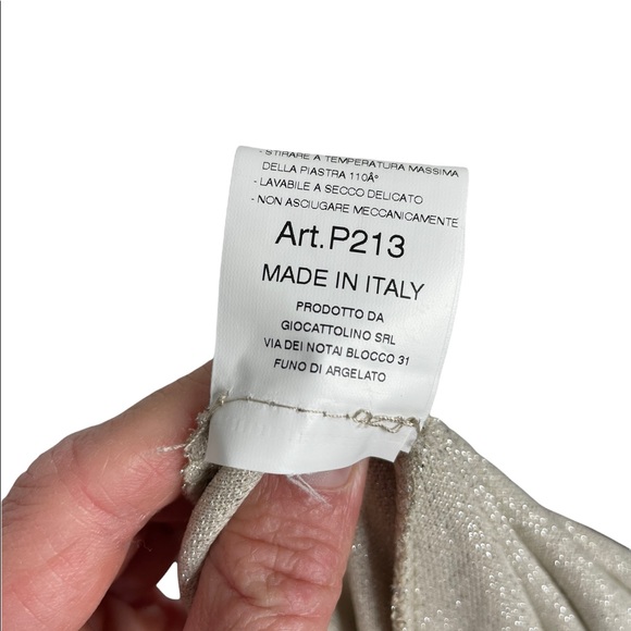 ..,merci italia | NWT Split Hem Pull on Trousers Metallic Lurex Beige IT40/US4 - Picture 5 of 9